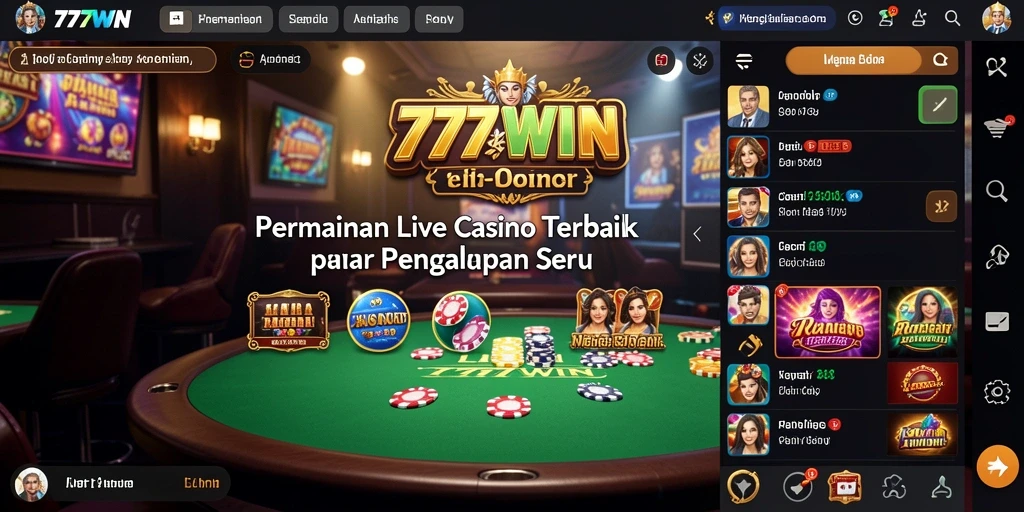 Tampilan antarmuka permainan Live Casino yang menegangkan di 777WIN.