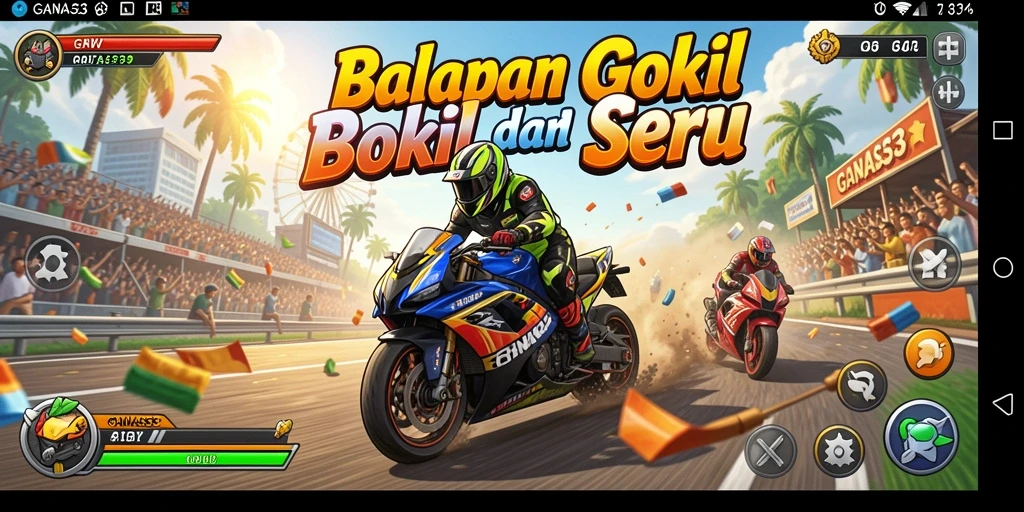 Tampilan gameplay seru dalam balapan kecepatan tinggi.
