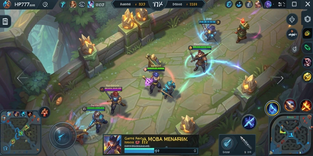 Screenshot gameplay HP777 dengan aksi seru di arena MOBA.