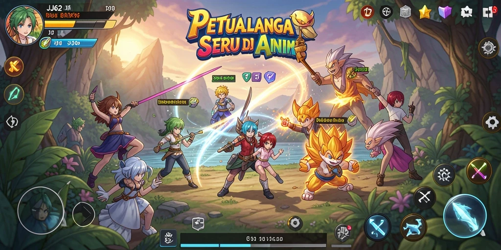 Menampilkan gameplay seru dengan karakter anime yang dinamis.