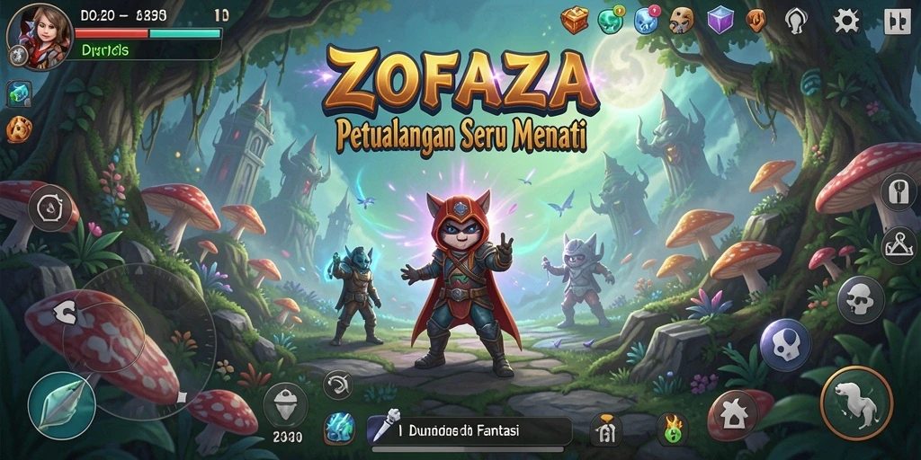 Tangkapan layar gameplay ZOFAZA yang menunjukkan aksi petualangan seru.